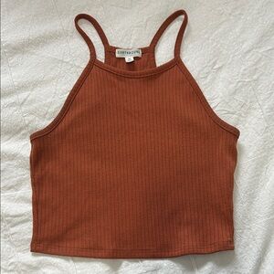 Earthbound Terracotta Ribbed Cropped Tank Top